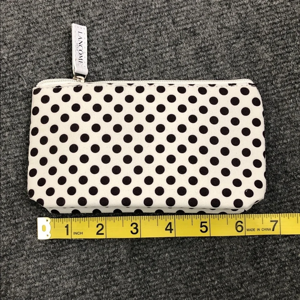 Lancome Cream and Brown Polka Dot Pouch Makeup Bag (M1)